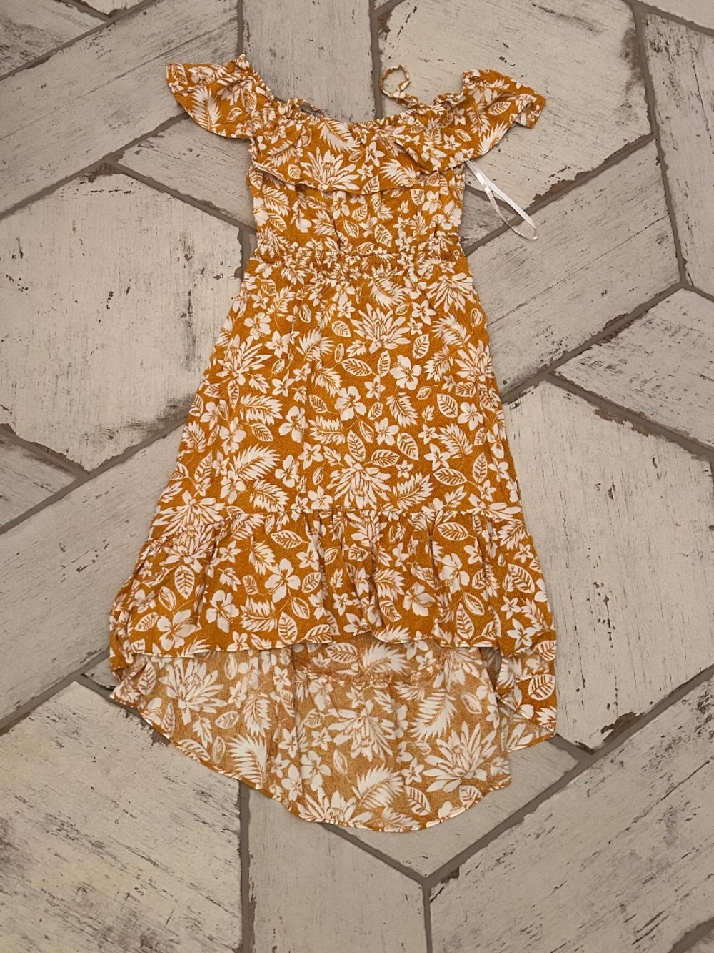 iz byer hi-lo off the shoulder dress